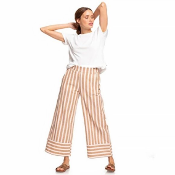 Roxy Pants - EUC Roxy Wide-Leg Linen Striped Sailing Pants